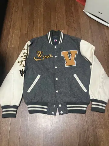 VAN 바시티 자켓 L 사이즈 그레이/화이트