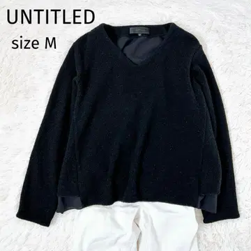 언타이틀 긴팔 니트 울 쉬폰 V넥 블랙