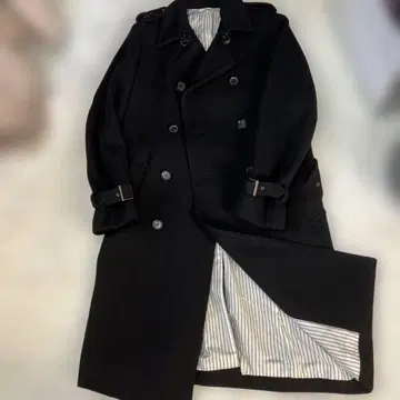 EDIFICE 울 체스터 코트 안감 스트라이프 블랙