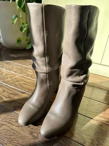 천연 가죽 슬로우치 부츠 와이드 샤프트 부츠 그레이지 새상품
