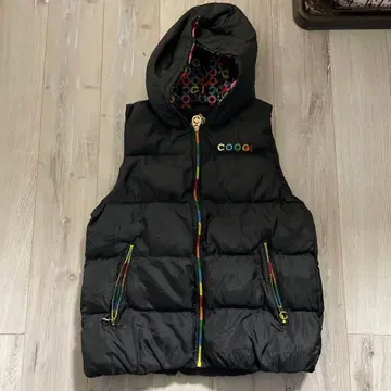 구제 의류 COOGI 후드 부착 블랙 다운 베스트