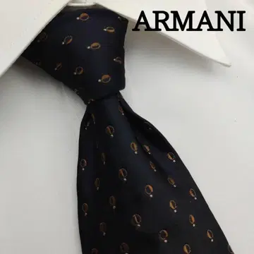 아르마니 콜레치오니 고급 실크 넥타이 올 패턴 블랙