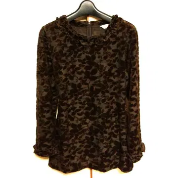 토마츠 부티크 브라운 꽃무늬 튜닉 긴팔