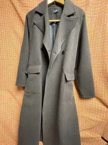 그레이 더블 브레스트 롱 코트
