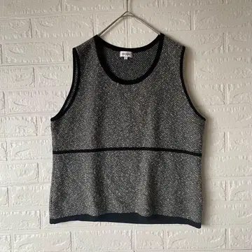 ensuite 레나운 트위드 슬리브리스 니트탑 그레이와 블랙