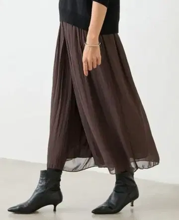 새상품 택 포함 비어즐리 NEW 주름 쉬폰 개더 팬츠 브라운