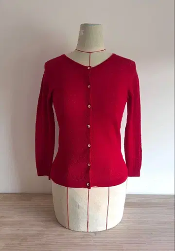 존스메들리/가디건/상의/니트/S/레드/메리노울