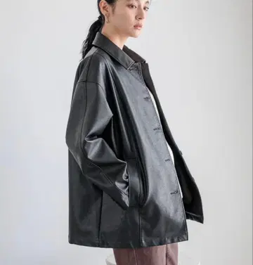 블랙 가죽 자켓 오버 사이즈 프리 사이즈