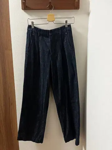 다크 데님 와이드 팬츠 하이웨스트