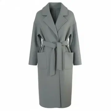 그레이 벨트 부착 오버 사이즈 롱 코트