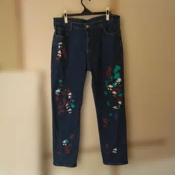 씨인 컬러풀 페인트 데님 팬츠