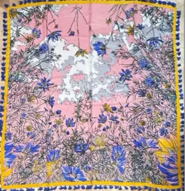 미사용 새상품 manipuri 블루멘 가든 울 실크 폼폼 스톨