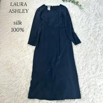 LAURA ASHLEY 실크 100% 자수 맥시 길이 원피스