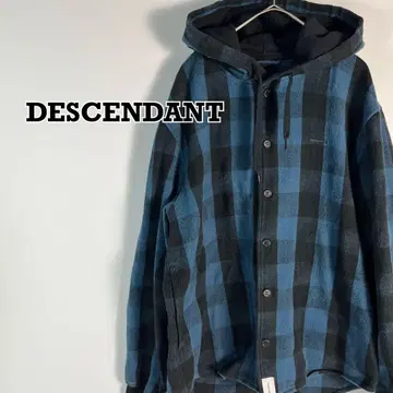 DESCENDANT 버팔로 체크 후드 부착 플란넬 셔츠 자수 로고