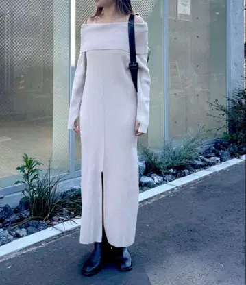 [ mline ] 오프숄더 원피스 베이지 사이즈2