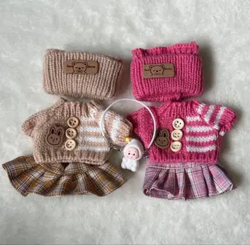 옷 갈아입기 의류 세트 베이지 핑크 17cm
