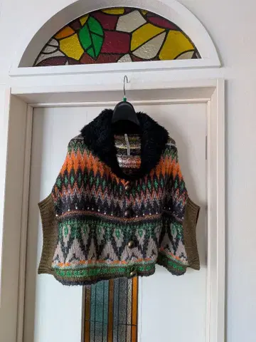 sunaokuwahara 기하학 패턴 판초