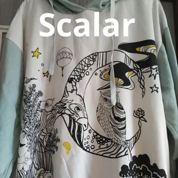 Scalar 아트 프린트 후드 부착 롱 후드티