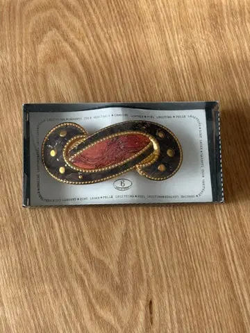 천연 가죽 장식 헤어핀 빨간색 블랙 금