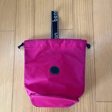 베네통 핑크 나일론 드로우 스트링 백