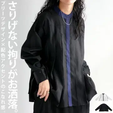 antiqua 플리츠 블라우스 블랙