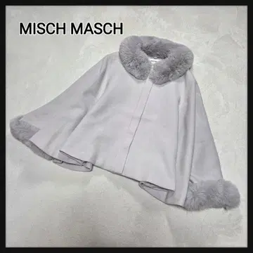 [새상품급] MISCH MASCH 울 판초 코트 케이프 에코 퍼