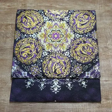 후쿠로 오비 라쿠요 직물 대화문 블랙 보라색 합리적인 가격 재단 포함