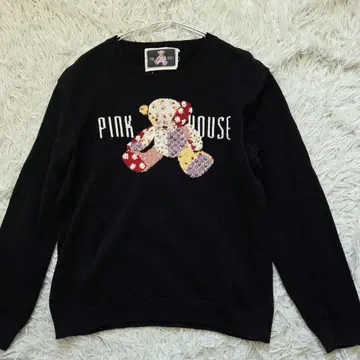 레어 핑크하우스 PINK HOUSE 패치워크 곰돌이 코튼 니트