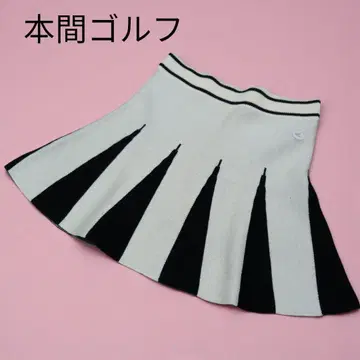 혼마 골프 HONMA 골프웨어 플레어 니트 스커트 바이컬러
