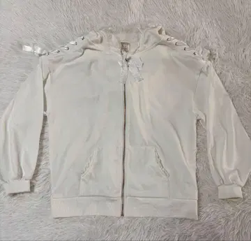 시크릿허니 프릴 후드 레이스업 빅 후드티 화이트