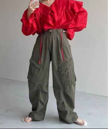 wee9s 빈티지 라이크 커브 카고 팬츠