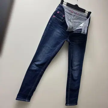 로데오 크라운 스트레치 발군 핑크 리벳 스키니 팬츠