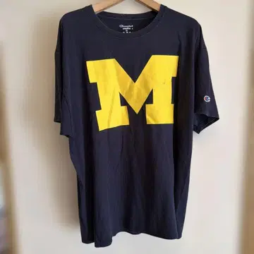 Champion M 로고 프린트 T셔츠 네이비 챔피온 빅 로고 M