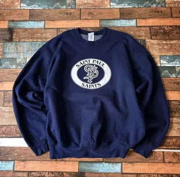 메이드인 USA 90S 빈티지 네이비 칼리지 로고 맨투맨 XL