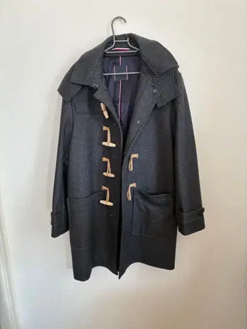TOMMY HILFIGER 다크 그레이 더플 코트 울 혼방
