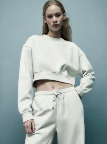 ZARA 자라 크롭 트레이닝복 맨투맨 아이보리 S