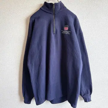 Lee 하프 지퍼 원포인트 자수 밀리터리 아메카지 네이비