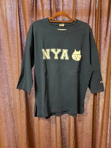 Champion NYA 프린트 7부 소매 T셔츠 L 사이즈