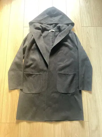 후드 부착 체스터 코트 블랙 버튼 없음 M