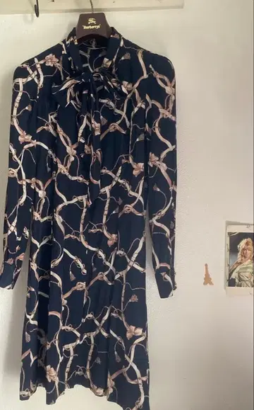 프레이 아이디 네이비 리본 무늬 원피스 레어 패턴