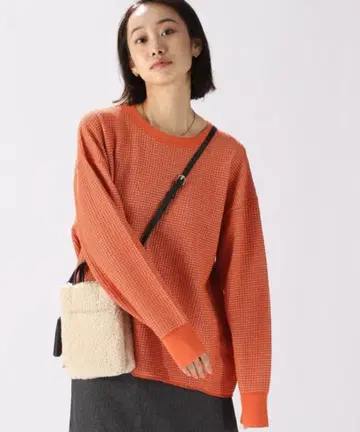 niko and - 리버서블 컬러 와플 풀오버 오렌지