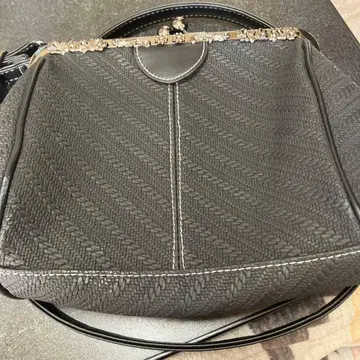 블랙 뜨개질 디자인 숄더백