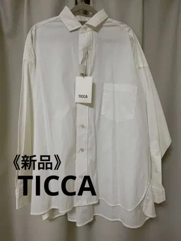 [ 새상품 미사용 ] TICCA 화이트 긴팔 스퀘어 빅 셔츠