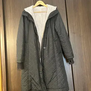 플리스 안쪽 후드 부착 롱 코트