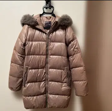 DUVETICA 베이지 다운 자켓 퍼 포함 빅 사이즈 40