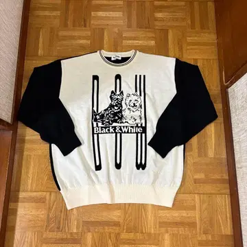 블랙 앤 화이트 울 스웨터 사이즈 LL