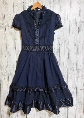 axes femme 엑시즈팜 롱 원피스 프릴 자수 리본 L