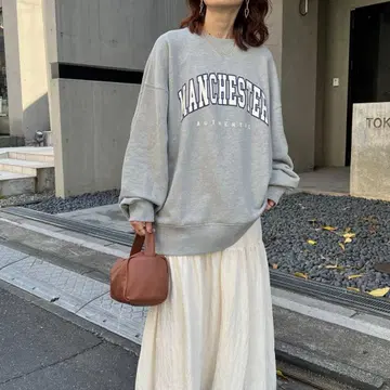 Discoat 헤비웨이트 칼리지 로고 빅 맨투맨