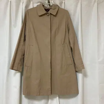 베이지 심플 롱 코트