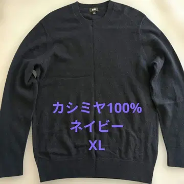 UNIQLO 캐시미어 울 니트 XL 네이비 크루넥 남성용